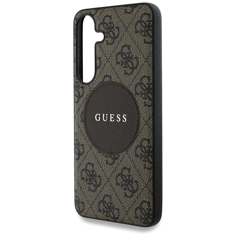 Guess 4G Round Patch Classic Logo MagSafe Case for Samsung Galaxy S25+ Brown