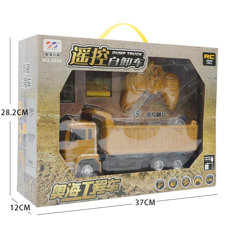 

Aohai Lighting And Music Remote Control Construction Vehicle, Rechargeable Remote Control Dump Truck, Dump Bucket Car Model Toy Car 1:24