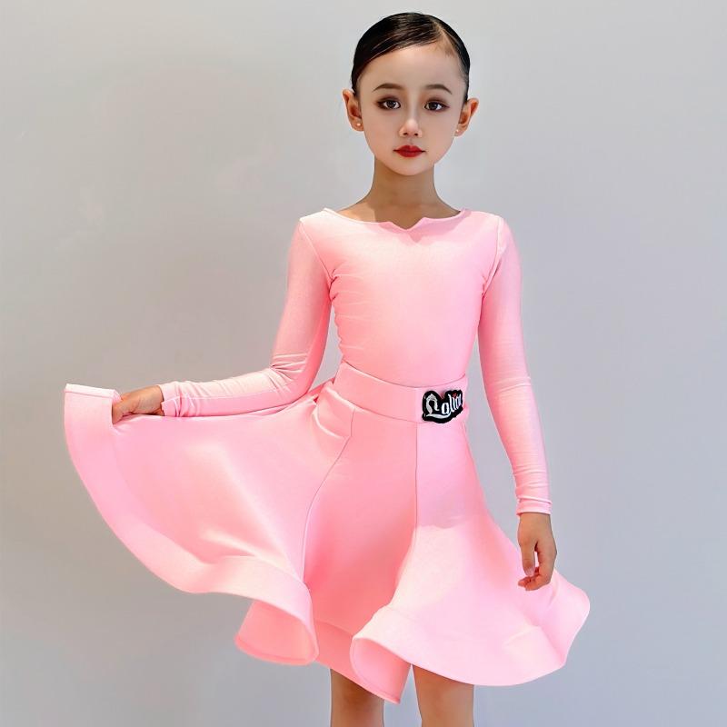 Abbigliamento da Allenamento Latino per Ragazze Vestito da Ballo da Sala Costume da Competizione Bambini Salsa Abbigliamento da Pratica Ballroom Colorato