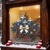 Festive Window Art Christmas Candle Static Glass Stickers, Removable Cling with Bow Pinecone And Pine Transparent Holiday Pattern Stickers Branch