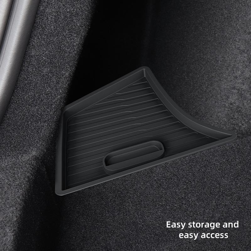Rear Trunk Side Storage Box For Tesla Model Y Juniper 2025 TPE Trunk Cover Plate Organizer Partition Board Car Refit Accessories