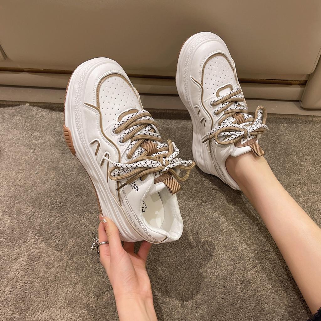 Little White Shoes Women's Spring and Autumn New Platform Casual Sports Board Shoes Dad Shoes Student Single Shoes