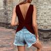 2024 Summer Sexy Backless V-Neck Waffle Knit Tank Top - Women's Casual Sportswear