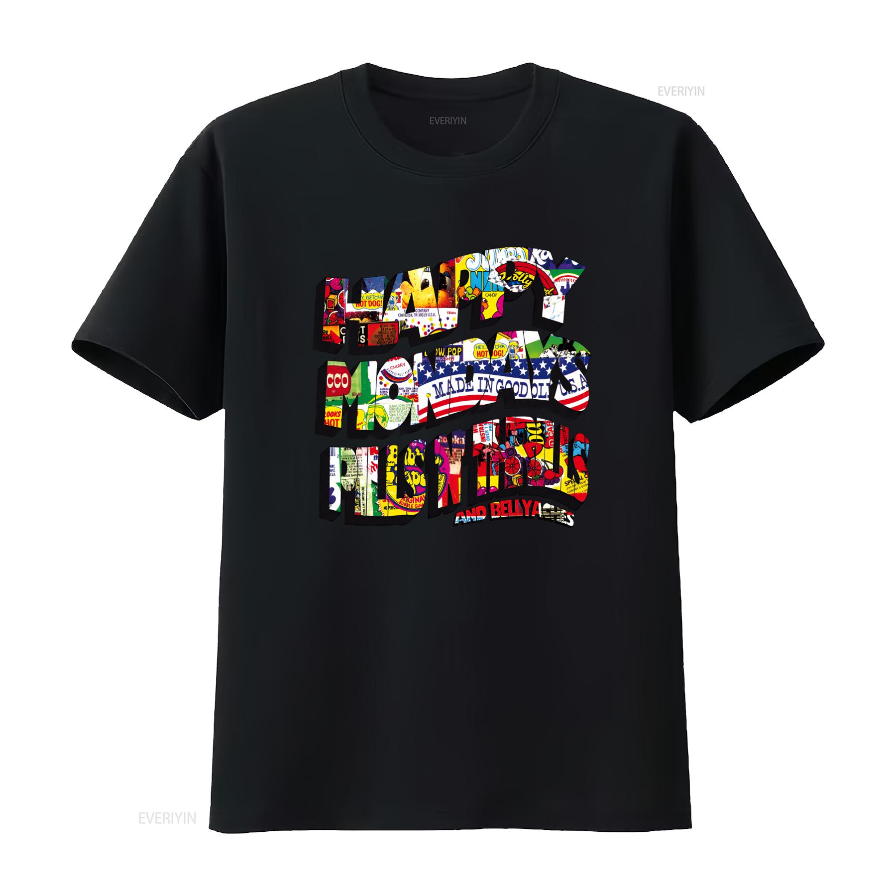 

Happy Mondays PILLS N THRILLS Bellyaches Kinky Afro Loose Fit Step On Print T Shirt for USA Market vintage Washed 4XL