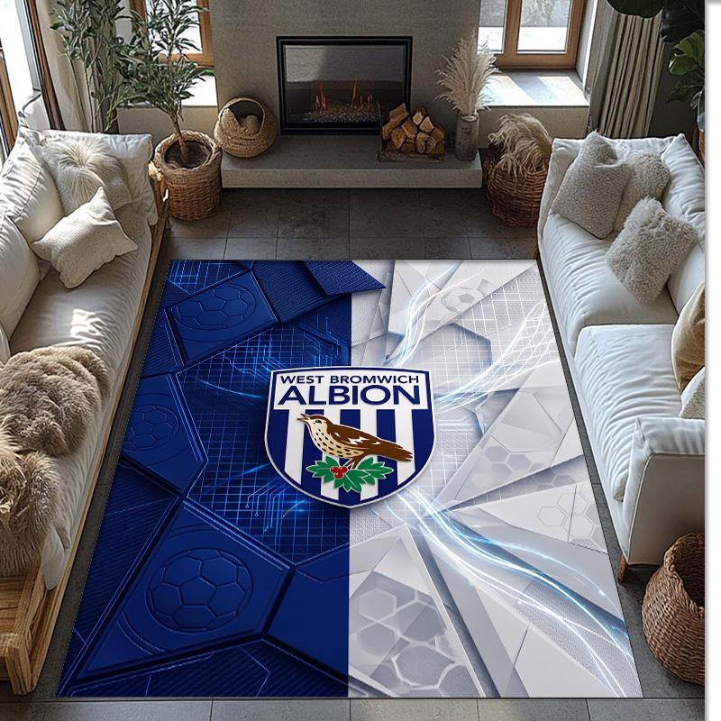 Tappeto in Velluto di Cristallo con Stampa del West Bromwich Albion Football Club, Comodo Assorbente d'Acqua Antiscivolo Tappeto per Pavimento Interno
