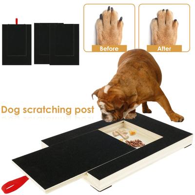 Hunde-Kratzbrett für Nägel mit eingebauter Leckerli-Box Holz Welpen Nagel Schleifpad Hunde Nagelfeilenbrett Schleifpapierbrett Kratzer