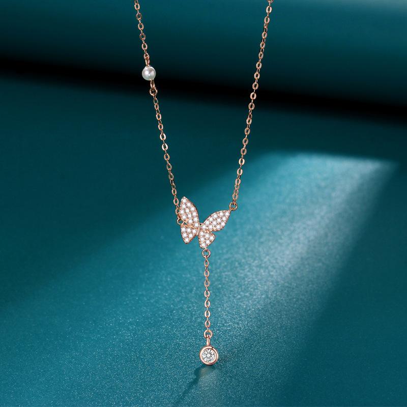 

Ожерелье с кисточками в виде бабочки, жемчужная подвеска, женские аксессуары, универсальные женские украшения