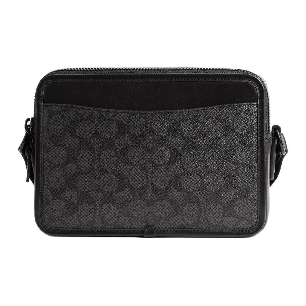 Coach Charter 24 Logo Double Zipper Closure Coated Canvas Crossbody Bag Medium Women Crossbody Bag Charcoal CP136-A5F
