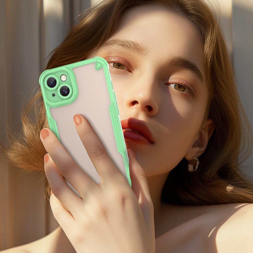 Armor Series For iPhone 15 Case PC+TPU Semi-Transparent Frosted Finish Protective Phone Cover