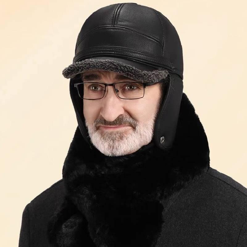 Winter Cotton Thickened Ear Protection Hat Leather Baseball Caps Adjustable