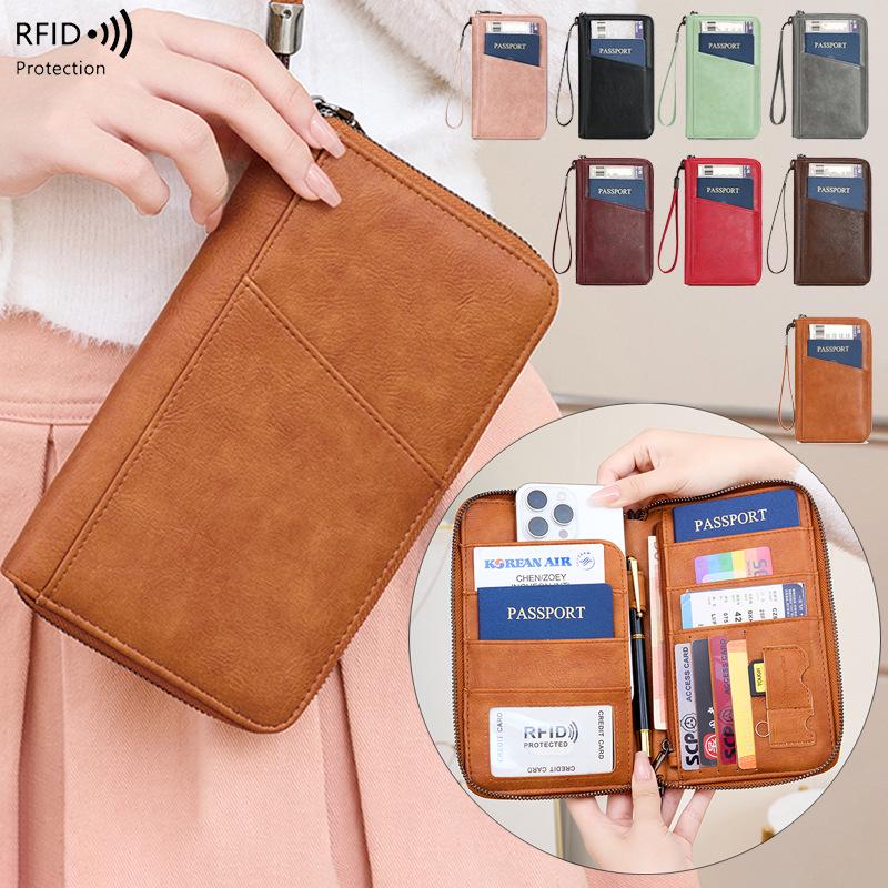 RFID Anti-Magnetic Passport and ID Zipper Wallet