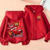 Cars Lightning McQueen Fun Printed Kids Boys Girls Zipper Hooded Sweatshirt Fall and Winter Casual Fashion Warm Student Hoodie