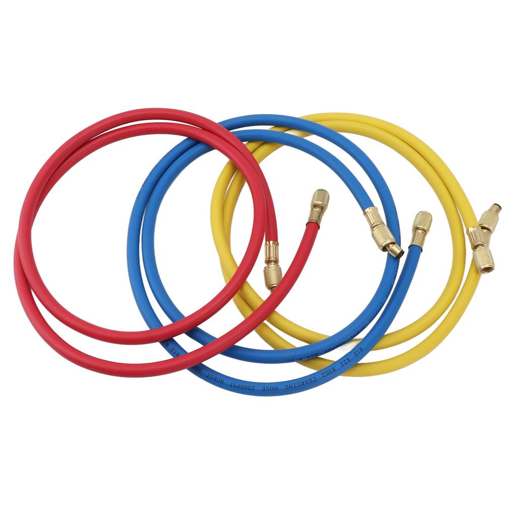 3pcs 150cm Refrigerant Charging Hose Air Conditioner Charging Hose 1 4in Fits for R12 R22 R502 Refrigerants Blue Red