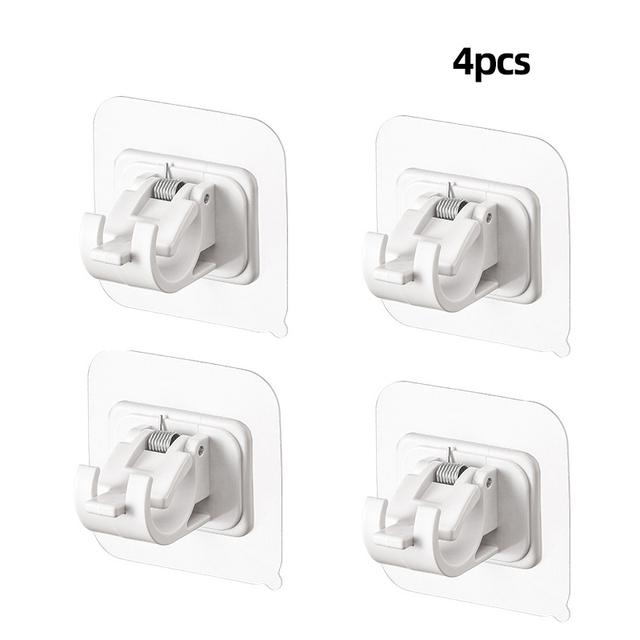 2 Stück nagelfrei verstellbare Vorhangstangenhalter Klemmhaken Stangenhalterung Halter selbstklebender Wandvorhang Fester Clip Hängeregalhaken