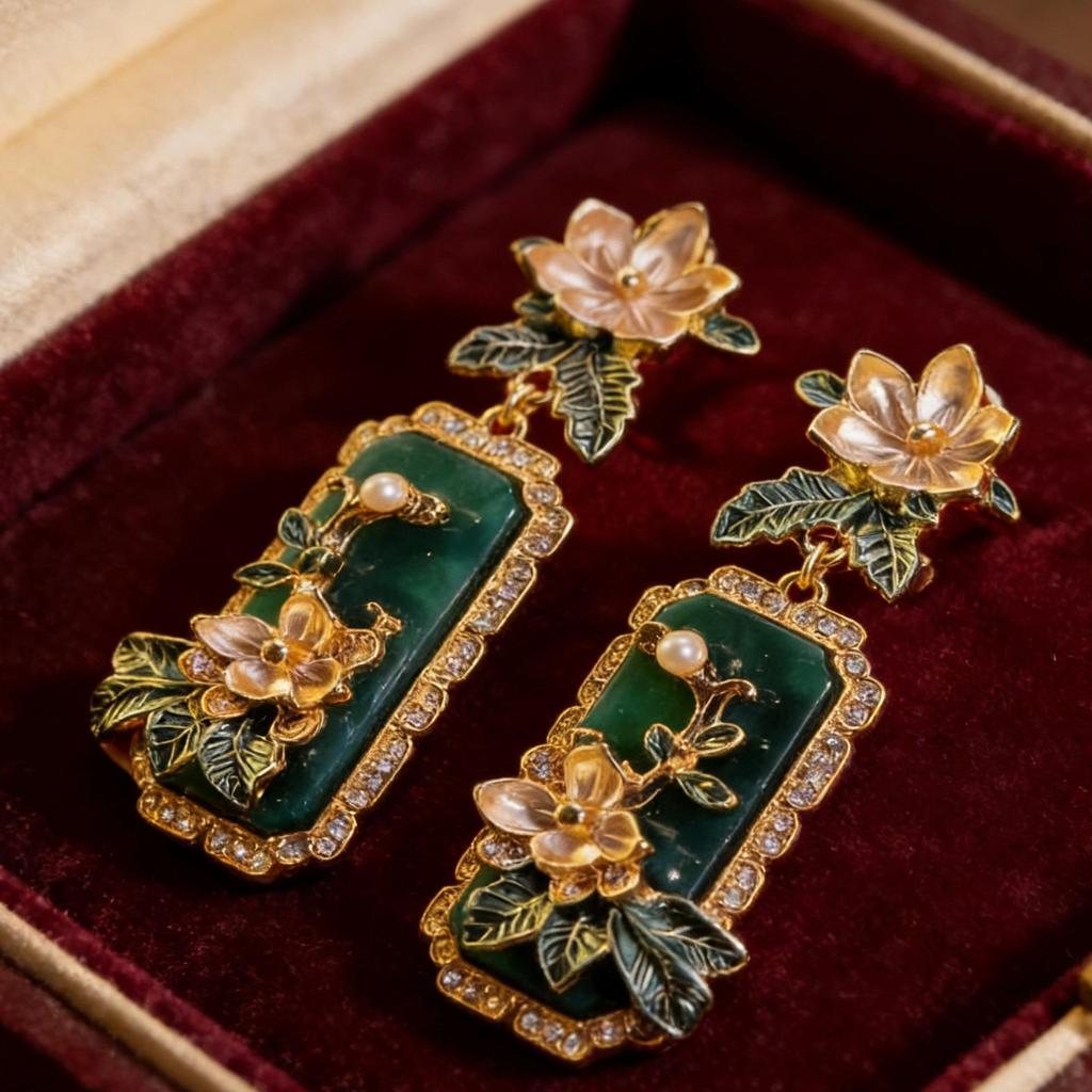 Brincos de Relevo Estilo Corte Chinês Vintage