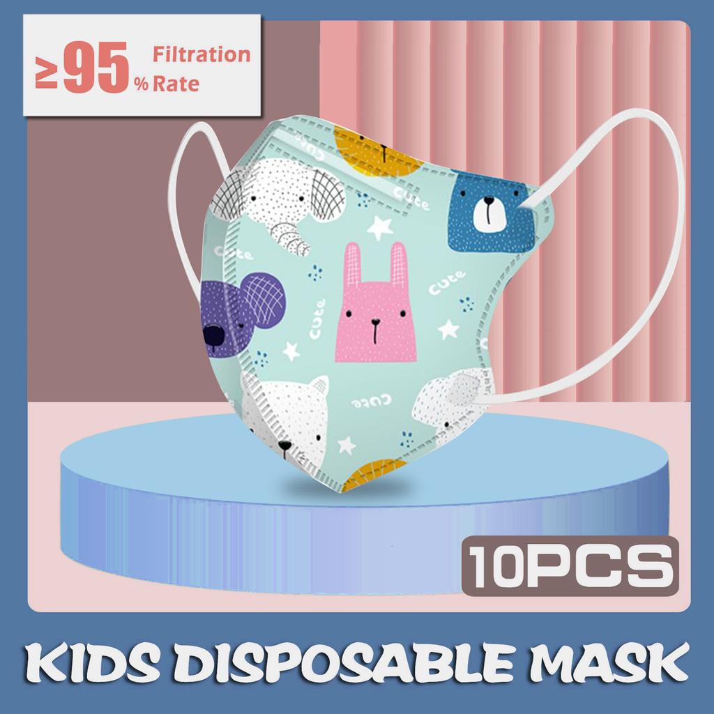 10 Stück Kinder Kinder Baby Maske Einweg-Gesichtsmaske Cartoon 4-lagig Ohrschlaufe