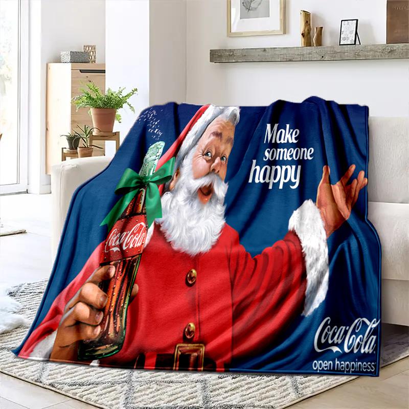 Christmas Gift Halloween Themed Cola Beverage Coca Cola Blanket Soft Home Furnishing Nap Decoration Four Seasons Warm Sherpa Blanket U18
