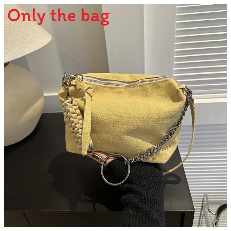 Canvas Large Capacity Casual Crossbody Bag With Chain Strap For Daily Use