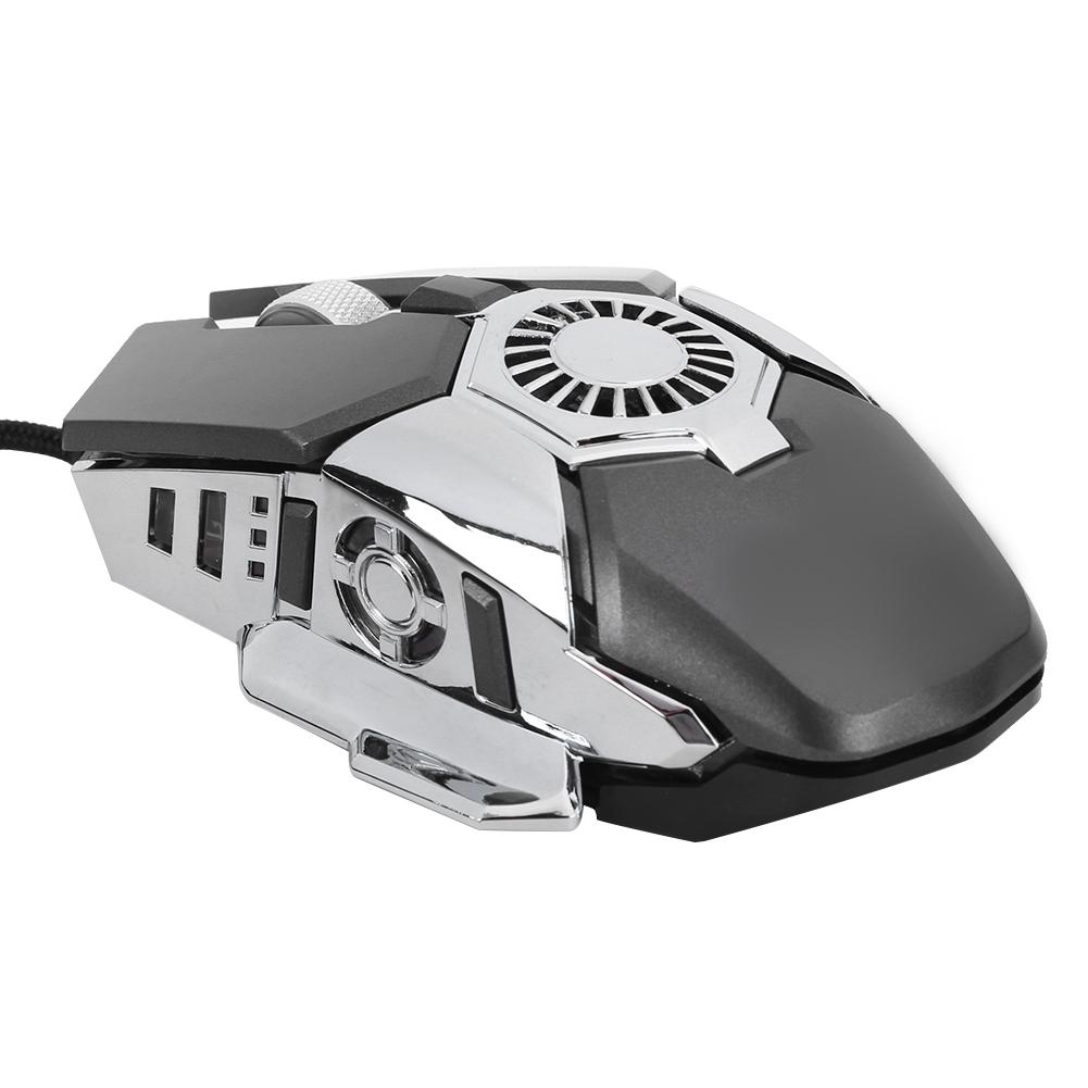 Computer Mouse RGB Gaming 6 Buttons Wired Gamer Mice for Laptop Desktop PC with FanGray