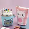 Cute Zipper Retractable Vertical Pencil Case Suitable for Students To Use Fashionable Student Stationery with Various Colors
