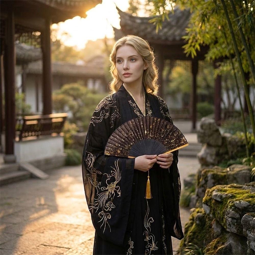 6inch Chinese Retro Fan with Tassel Hand Hold Fan Portable Folded Fan Chinese Style