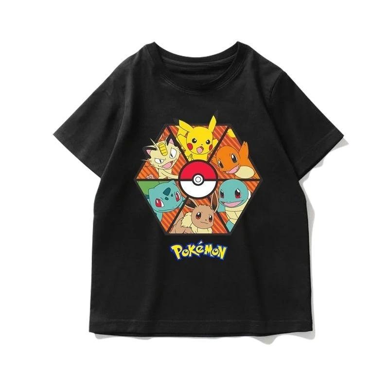 Pokemon Tshirt Pikachu Squirtle Bulbasaur Charmander Cotton Kids Adult Tee Anime Top Original Print Oversized Y2k Short Sleeve