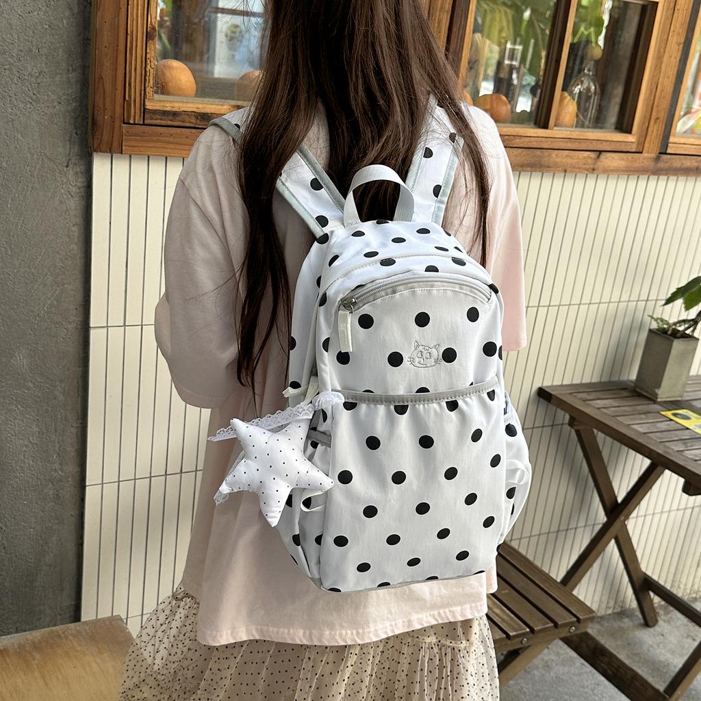 Schoolbag Korean new niche polka dot backpack travel high value college student schoolbag simple foreign lightweight backpack