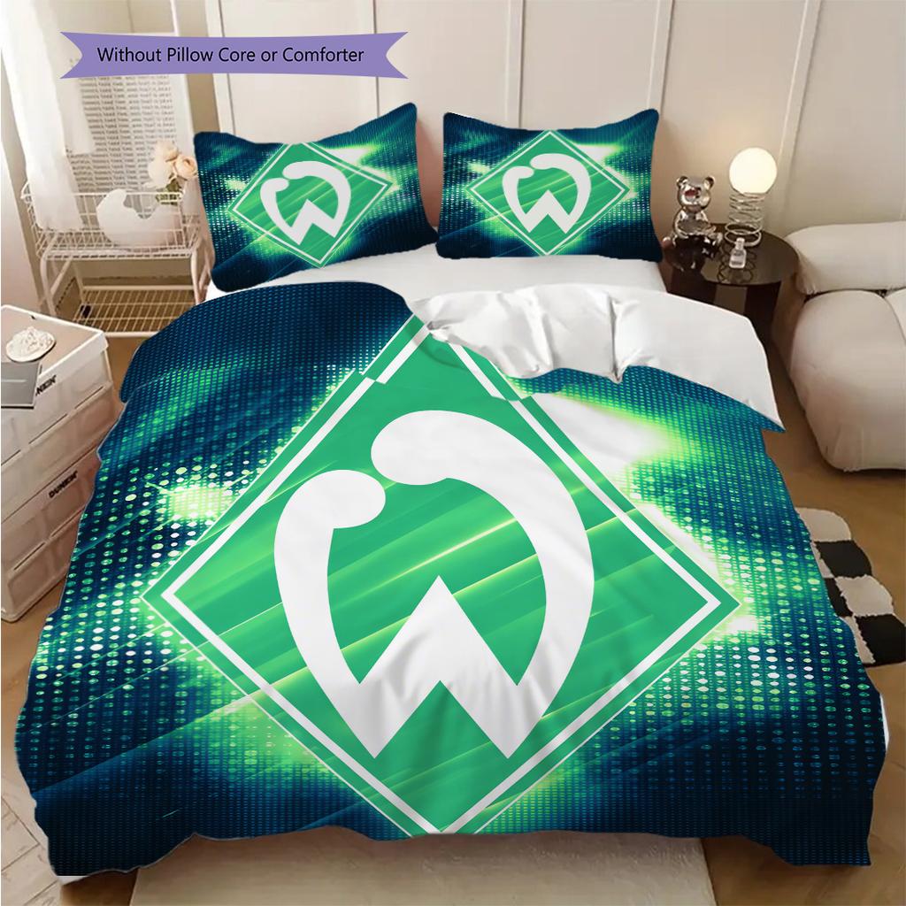 SV Werder Bremen Vzorované povlečení Sada prošívaných dek a povlaků na polštáře Domácí dekorace Dárek k narozeninám (1 * povlak na peřinu + 2 * povlak na polštář, bez jádra)