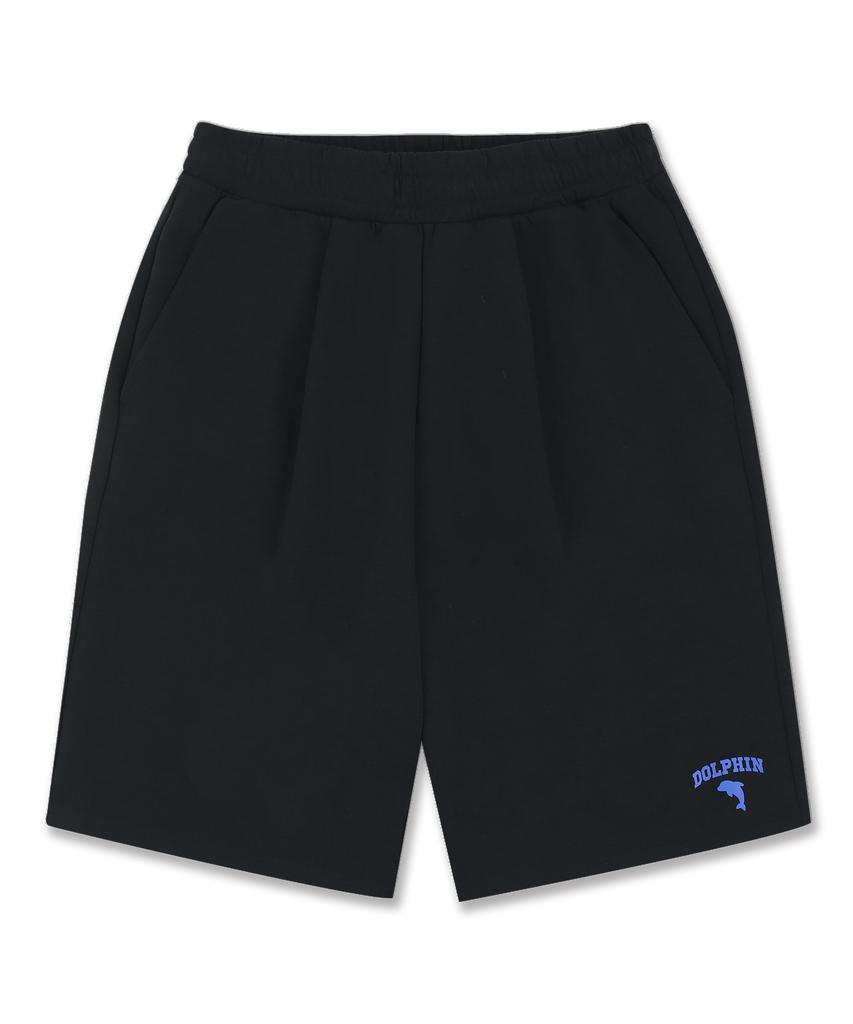 DOLPHIN WAVE APPAREL Dolphin Arch Logo Silicone Print One-Pleat Sweat Shorts Black