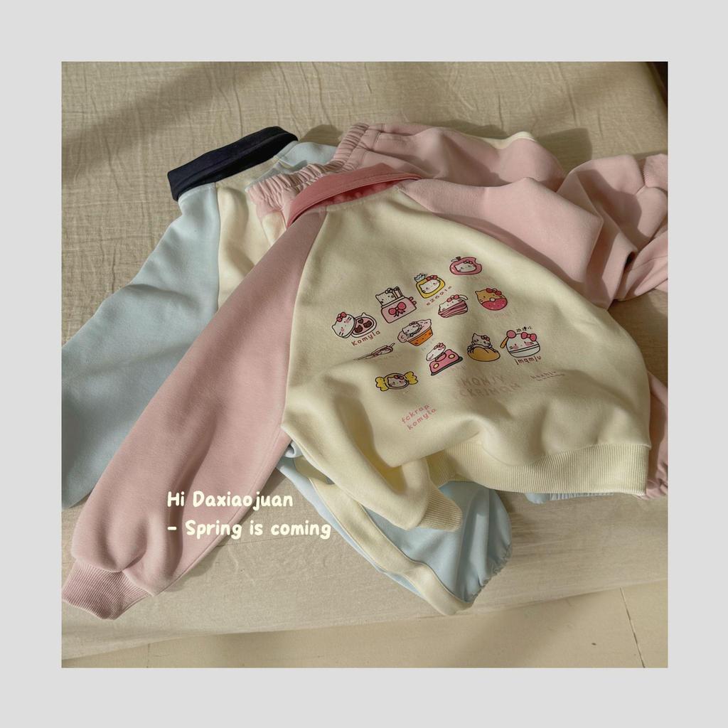 Spring & Autumn Children's Cartoon Polo Shirt with Lapel and Sports Casual Pants Set