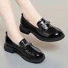 Soft Leather Single Shoe Women's 2024 New Soft Sole Comfortable Patent Leather English Style Loafers Work Small Leather Shoes