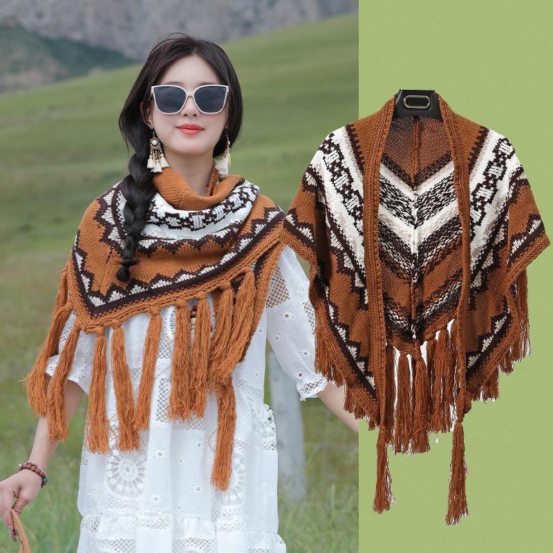 Ethnic style simple fashion personalized long beard shawl outdoor leisure comfortable warm breathable trend versatile triangle towel
