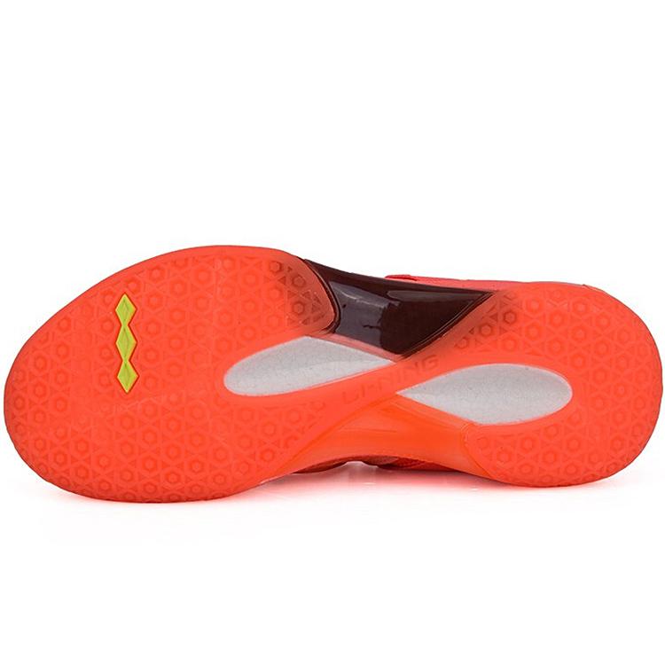 Li Ning Roar II Rubber Cushioning Slip Resistant Abrasion Resistant High Top Badminton Shoes Men's Neon Fruit Red AYAQ011-2