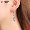 925 Sterling Silver Curve Eight Long Dangle Earrings for Women Fashion Party Jewelry Gift