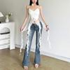 Summer Women Y2k Crop Tops Ladies Sleeveless Asymmetrical Ruffles Tank Top Lace Hem Slim Tanks Tops Shirts Streetwear