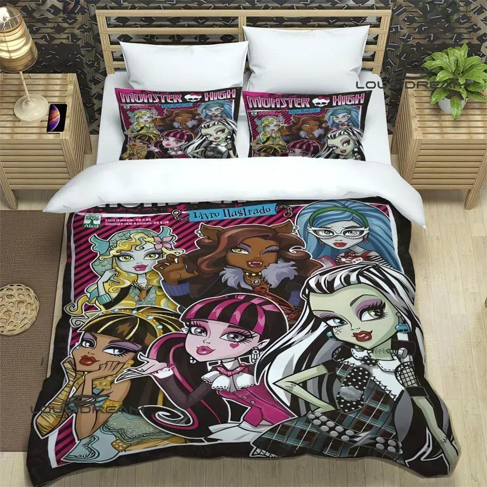 

Набори постільної білизни з принтом Monster High із мультфільмами. Вишукані набори речей. Підодіяльник. Підодіяльник. Комплект постільної білизни. Розкішний подарунок на день народження. US Twin 172x218cm