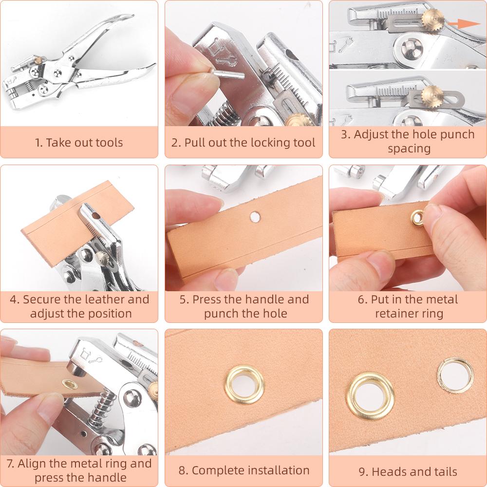 1pc Faux Leather Clothing Shoes Button Punching Pliers, Multifunctional Eyelet Pliers Punching Pliers with 100 Eyelet Buckles