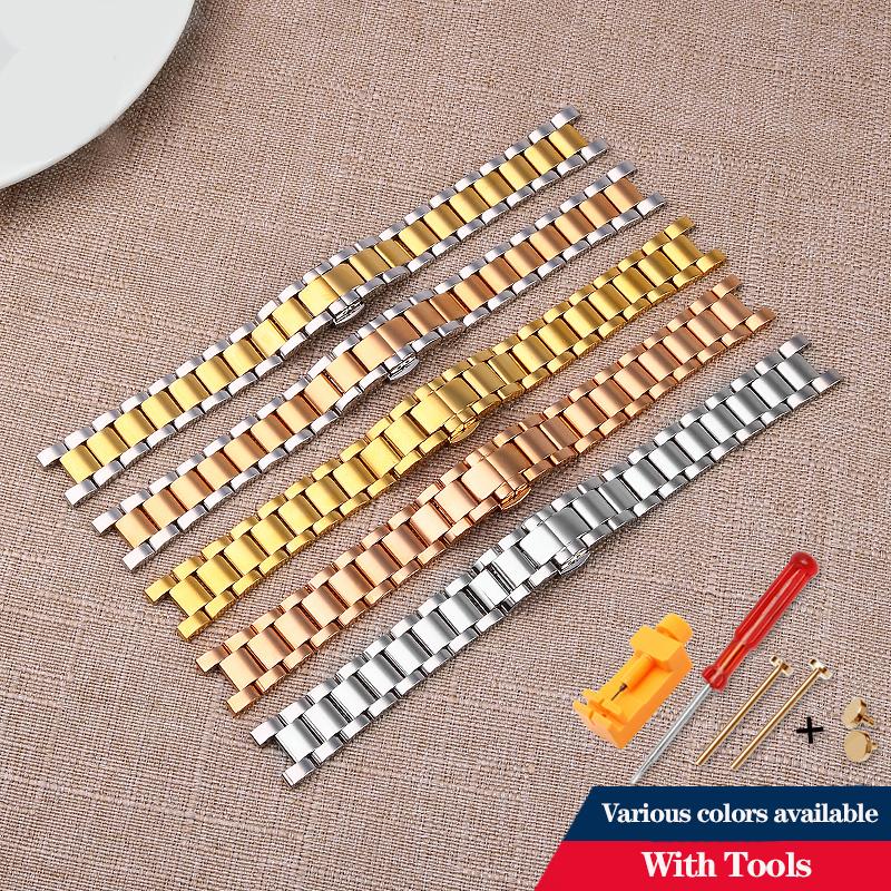 ONEStainless Steel Watchband For MK Three-Eye Watch MK6985/6986 MK2425/2433 Notch Strap Metal Watch Chain 16x8mm 18x10mm 20x12mmMN