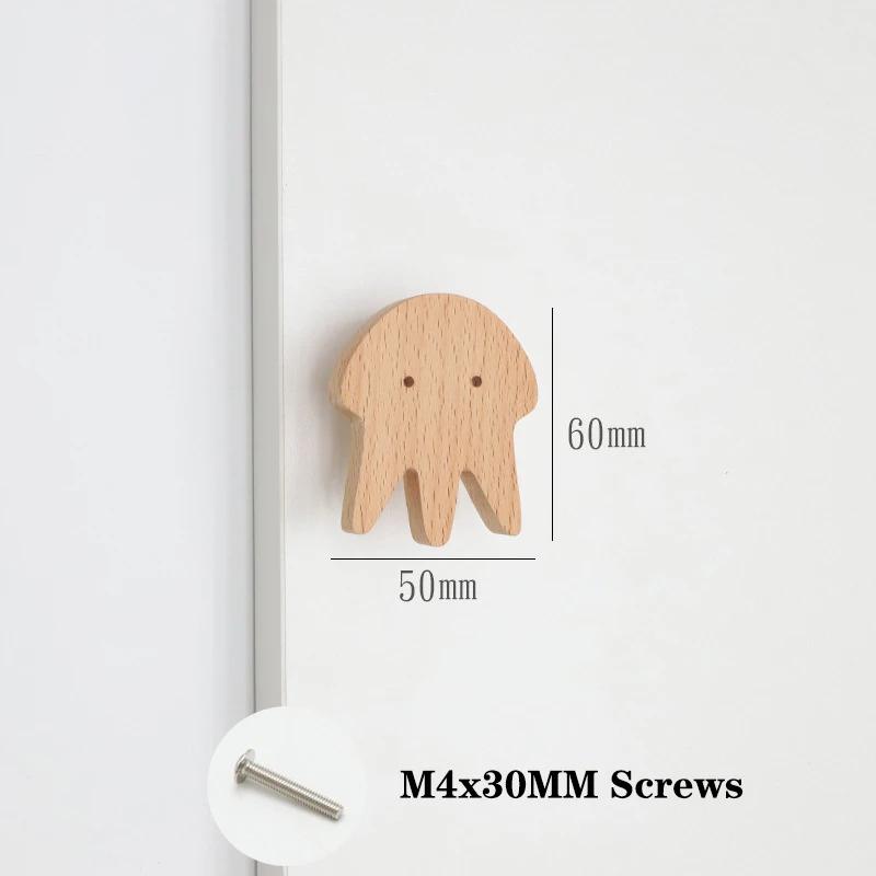 Children's Room Wooden Door Handles Animal Wood Furniture Handles for Cabinets and Drawers Knobs Kitchen Cupboard Wardrobe Pulls