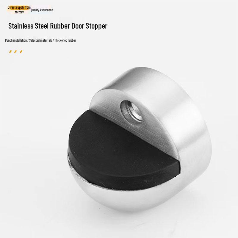 Strong Magnetic Stainless Steel Door Stopper with Anti-Collision & Anti-Wind Features, No-Drill Floor Mount, Thickened Rubber Turtle Top Bumper