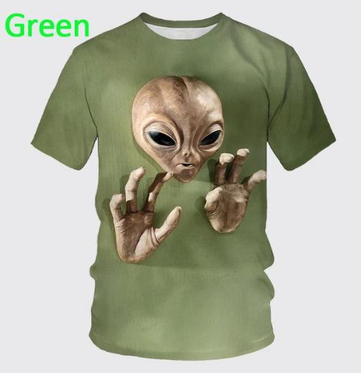 Summer 3D Printing Alien Pattern T-shirt Fashion Round Neck Short Sleeve Universe Neutral Casual T-shirt Source