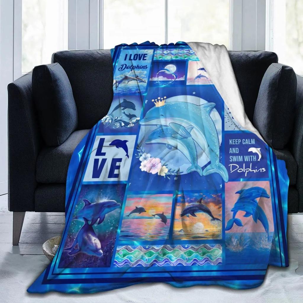 Dolphin Throw Blanket, Soft  for Girl Kid Teens Adults, Fleece Cute   Warm Cozy   Bed Crib or Couch