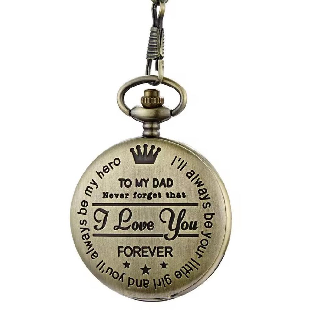 Engraved Retro Quartz Pocket Watch for Son, Husband, Grandpa