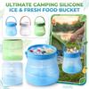 Outdoor Camping Portable Food Portable Silicone Food Storage Container Cold Drink Ice Bucket 1200ml
