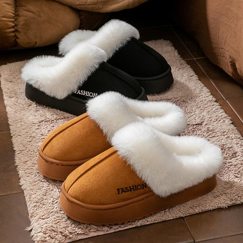 Cotton Slippers Home Autumn and Winter Shoes Plush Thick-soled Couple Cotton Shoes Non-slip Velvet Warm Cotton Mop