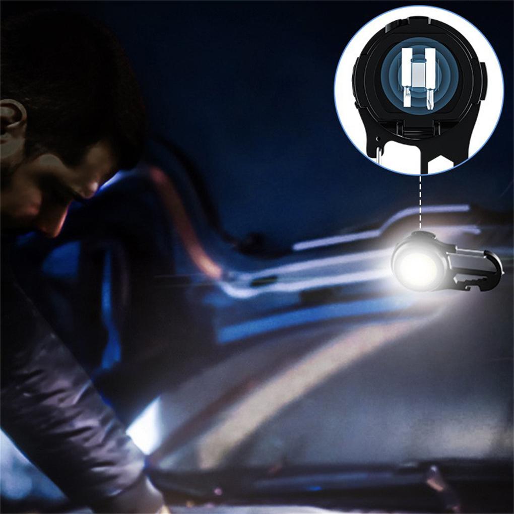 Mini Flashlight COB Outdoor Camping Hiking 800lm Emergency Bright Work Lamp 180 Degree Window Breaker Pocket Light