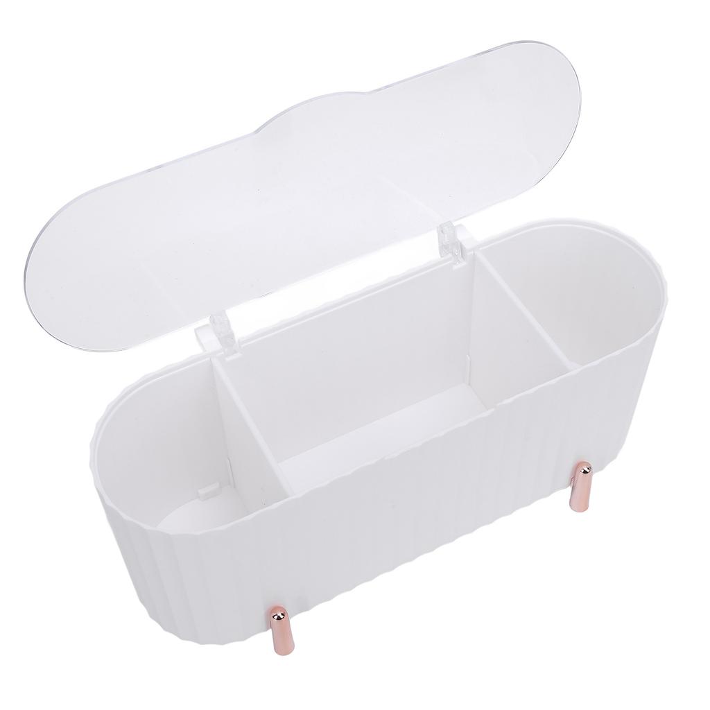 Cotton Swabs Storage Organizer 3 Grids Cotton Swabs Dispenser Dust Resistant Desktop Lipstick Puffs