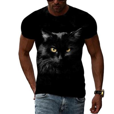 Sommer Mode Katze Bild T-Shirts Für Männer Casual 3D Druck Tees Hip Hop Persönlichkeit Rundhals Kurzarm Tops