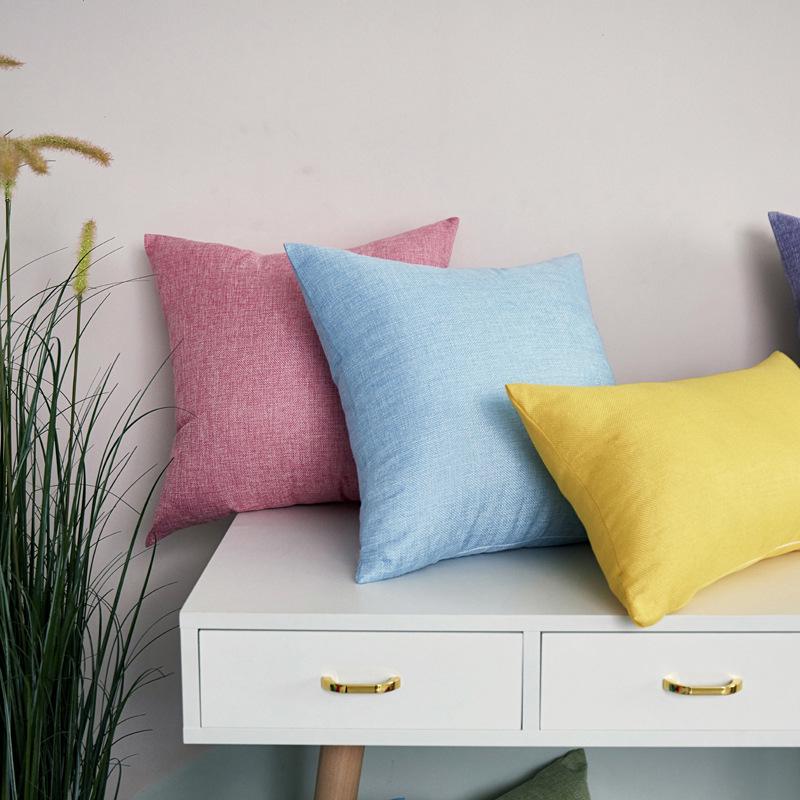 Nordic Faux Linen Solid Color Pillowcase – Cotton Blend Sofa Backrest Cushion