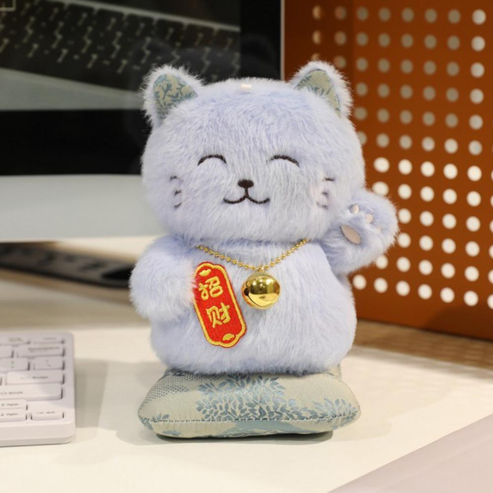 Stuffed Plush Lucky Cat Ornament With Necklace Lucky Cat Stuffed Doll  Kids Birthday